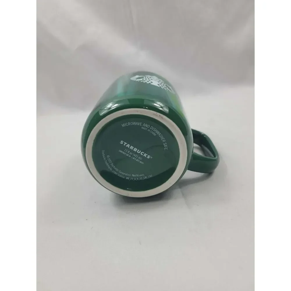 Starbucks Ceramic Coffee Mug Cup 15 oz Green Variegated Marbled Design